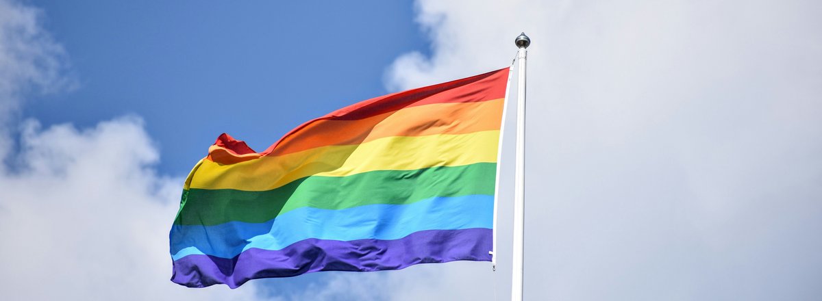 Decorative element: Pride flag on a sunny day