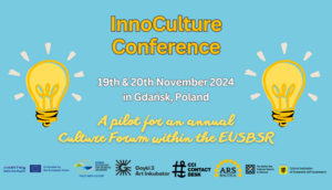 Advertising element with conference details and logos
